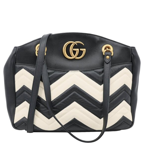 Gucci  GG Marmont Quilted Leather Chain Tote Bag Black 443501